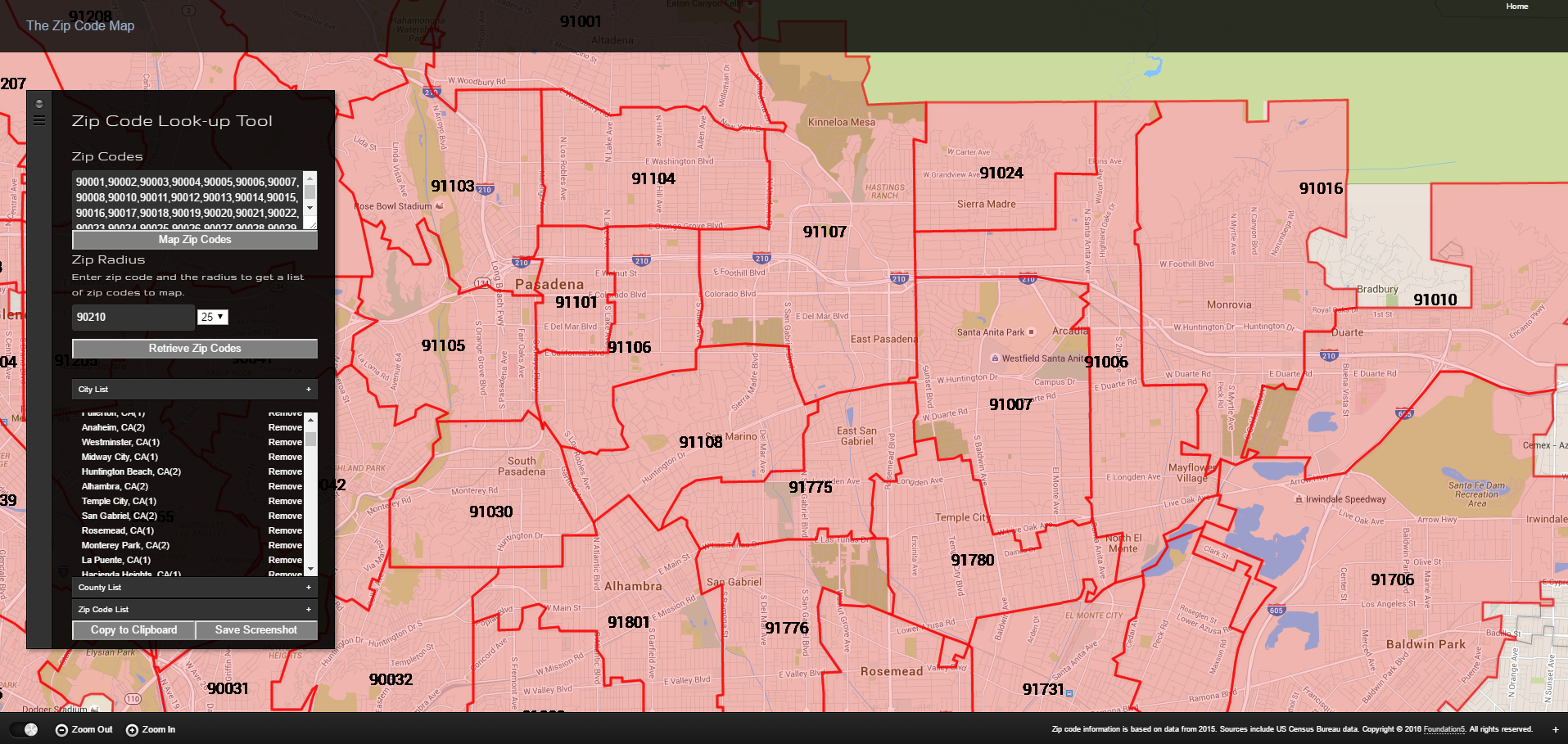 The Zip Code Map Query Page Image